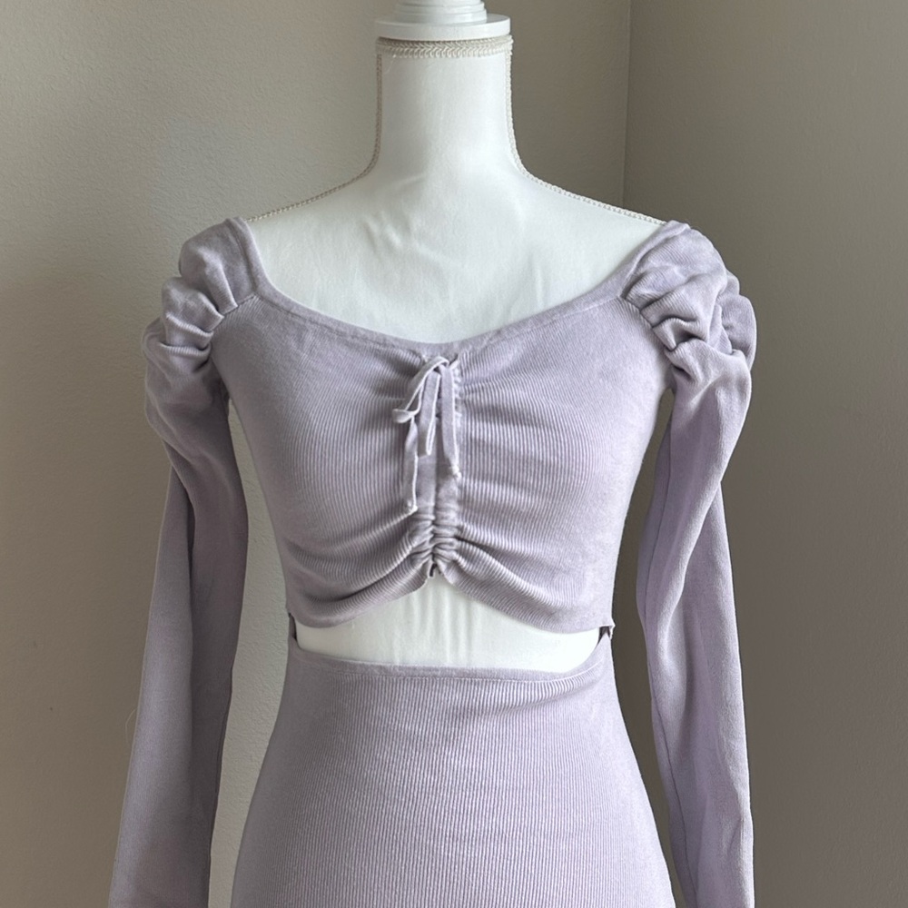 Hera Collection Purple Ruched Puff Sleeve Blouse